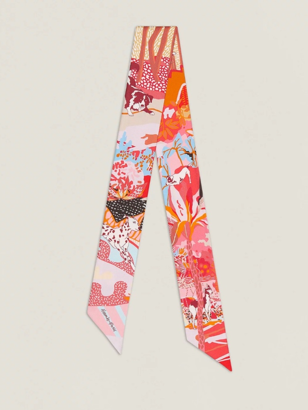 NWT Hermes En Liberte twilly ribbon scarf pink red